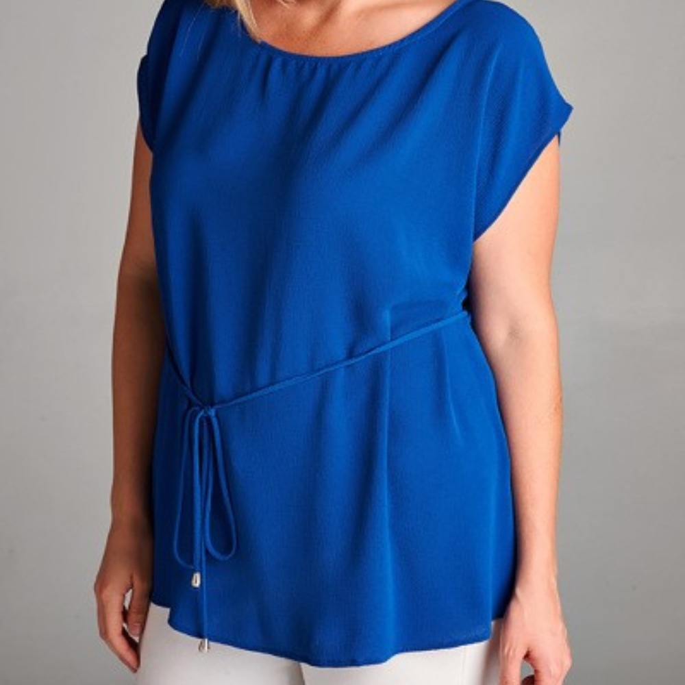 NWT PLUS Royal blue tie waist top